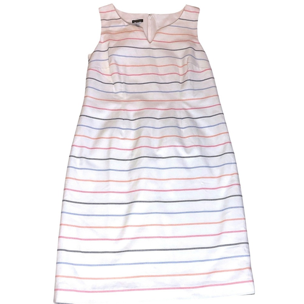 TALBOTS rainbow stripe cotton white Biscay sheath dress pastel NWT 8 preppy pink - Picture 2 of 10